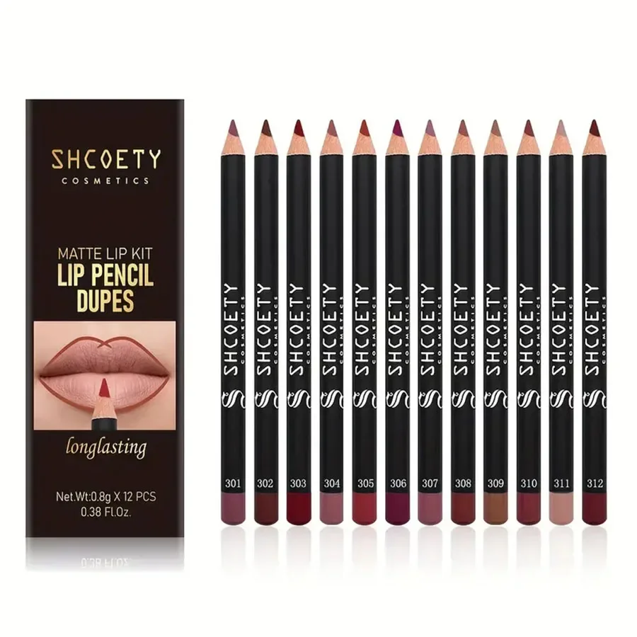 12 Pc Matte Lippenstift Lipliner, Nude Make-Up Blijvende Make-Up Houden Lippenstift Set Niet Vervagen. Lipliner Set, Waterdicht, Zweetbestendig,