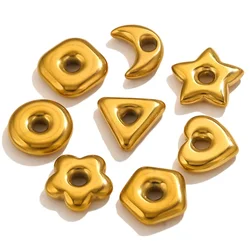 5pcs Stainless Steel Love Pentagram Large Hole Hexagon Faceted Spacer Beads Charms for Jewelry Making Supplies Material