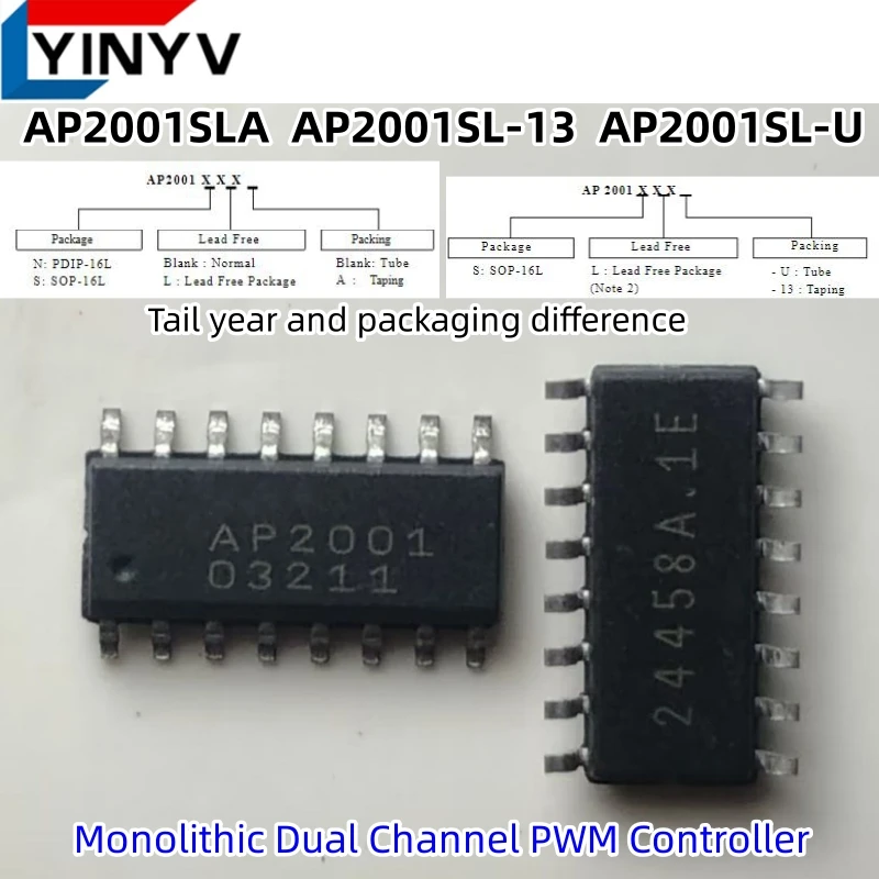 10PCS AP2001 AP2001SLA AP2001SL-13 AP2001SL-U AP2001SL SOP-16L Monolithic Dual Channel PWM Controller New 100% quality