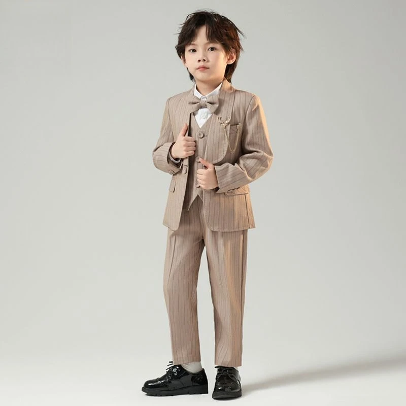Boy's Autumn Winter Formal Blazer Vest Suit Set Multi Occasion Flower Boy 1st Birthday Wedding Host Piano Performance Outfit