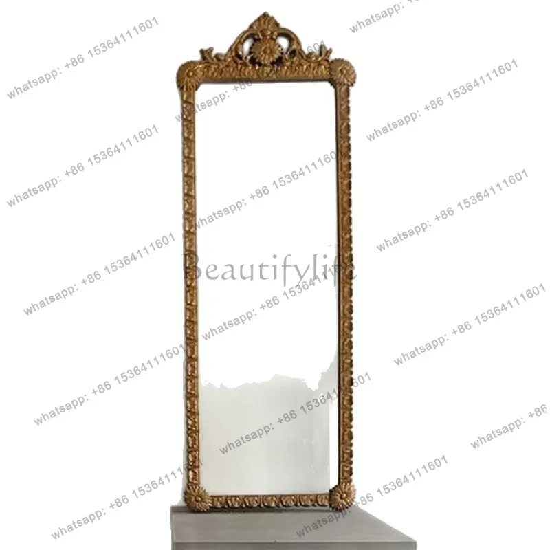 

French retro full-length mirror European home American light luxury home entrance fireplace decorative mirror