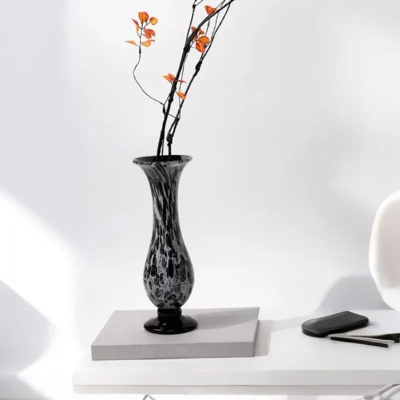 Modern French Style Glazed Glass Vase Elegant Flower Arrangement Container Home Decor Living Room Desktop Ornament for Model