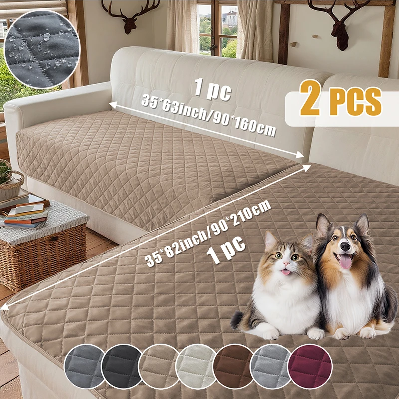

2pcs/set Water-resistant Sofa Seat Cover L Shape Pet Sofa Mat Non-Slip Dogs Bed Cover Mattress Protectors Furniture Living Room