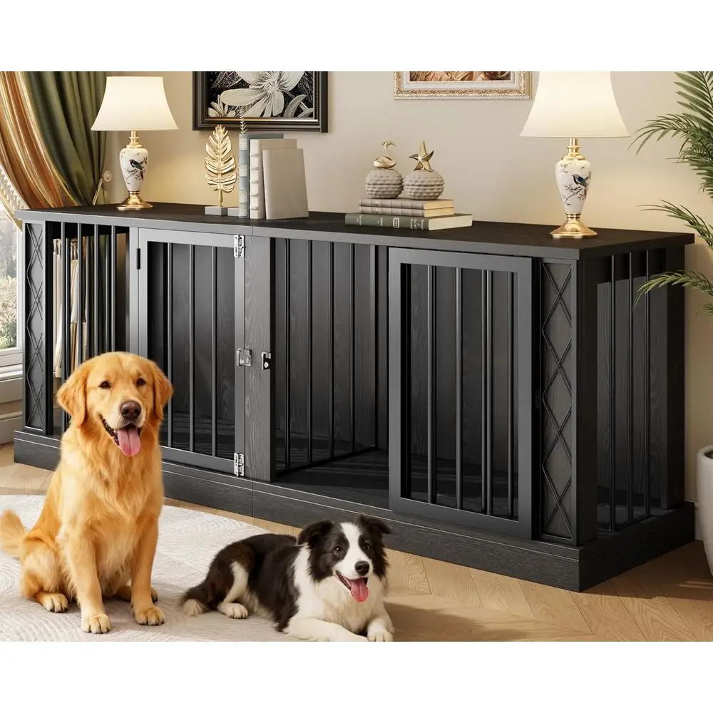 

Heavy-Duty Indoor Dog Cage for Multiple Dogs, TV Stand Style, Fits Dogs up to 86.6 L, Black