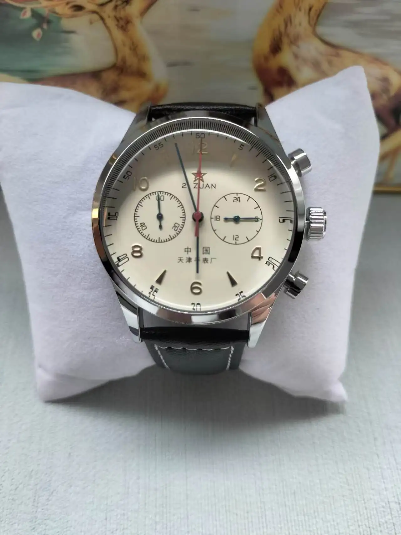 New Seagull 1963 Pilot Aviation Chronograph Retro Yellow Plate Men's Quartz Watch Life Waterproof Daily Versatile Gift