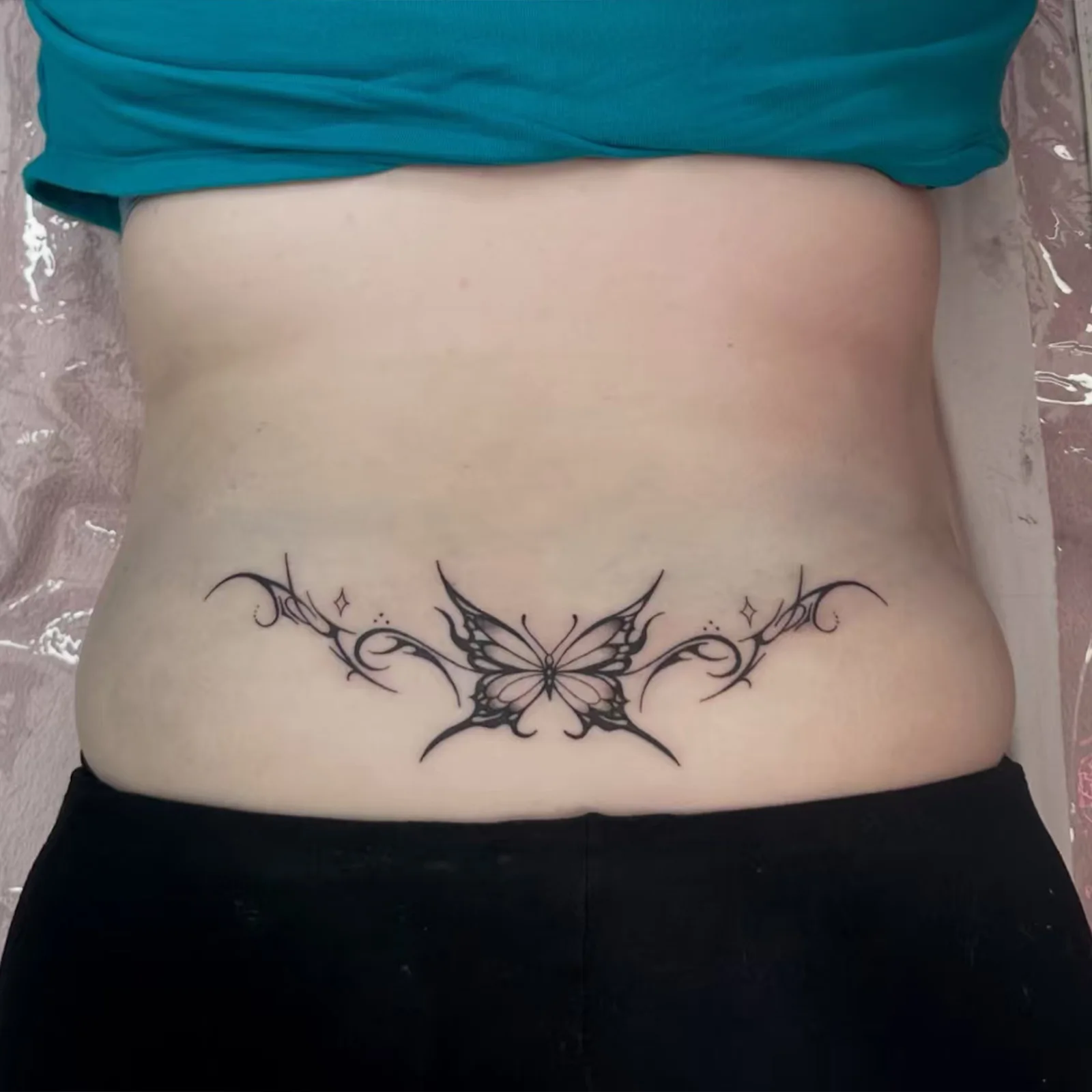 

Dark Butterfly Waist Spine Tattoo Sticker Waterproof Long Lasting Women Lower Back Advanced Simulation Tattoo