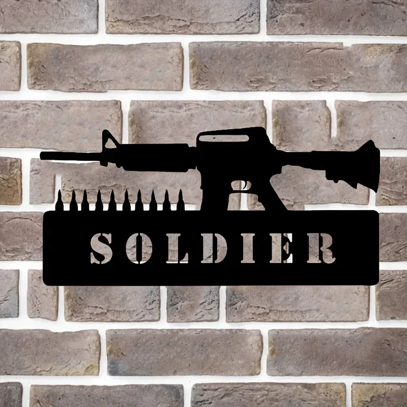 

CIFBUY Decoration Black Metal Soldier Guns Interior Wall Bedroom Decoration Art Soldier Independence Day Veterans Day Patriotic