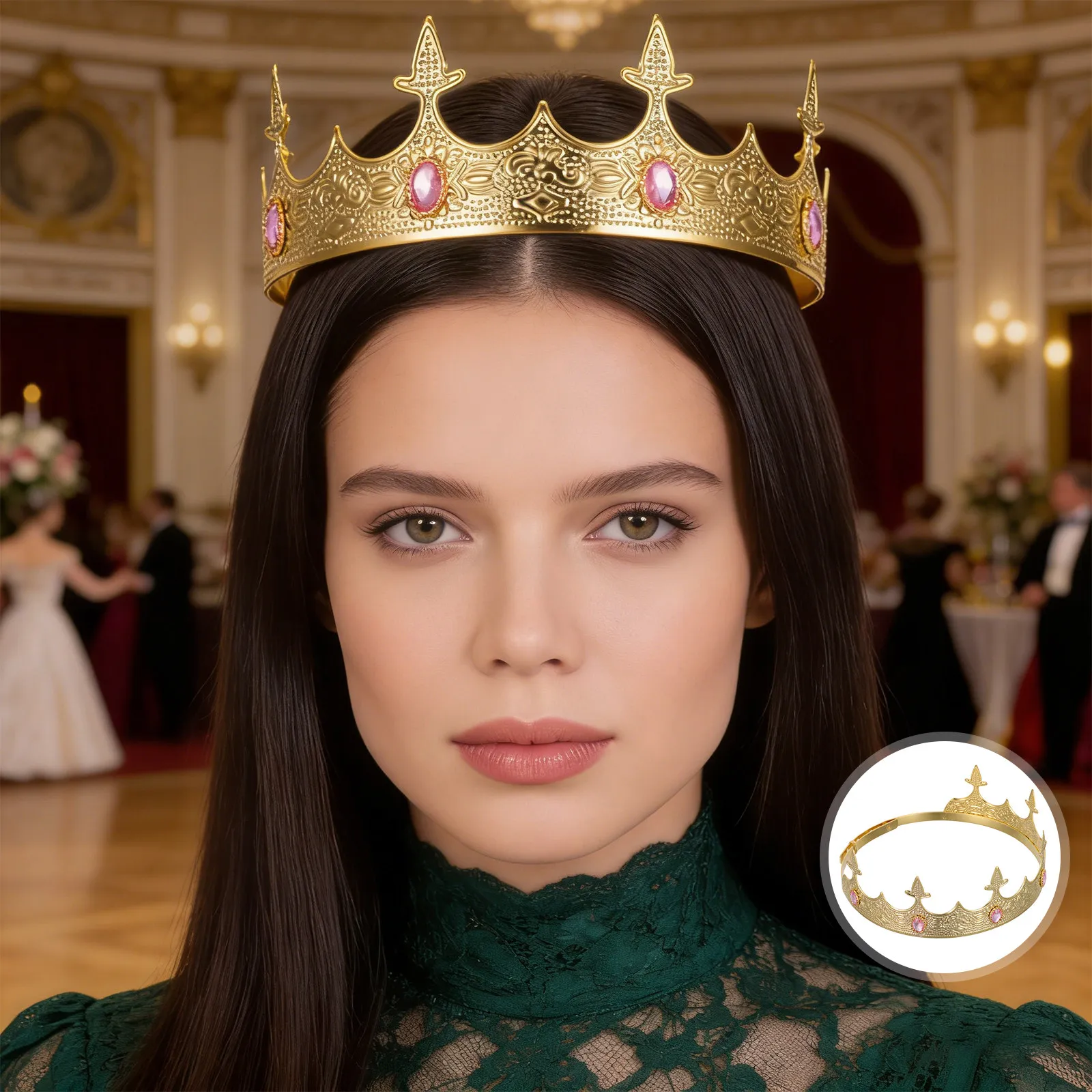 Diadema de Corona de Reina para Mujer, Ajustable, con Pedrería Brillante, Estilo Vintage, para Boda, Novia, Fiesta de Graduación, Cumpleaños
