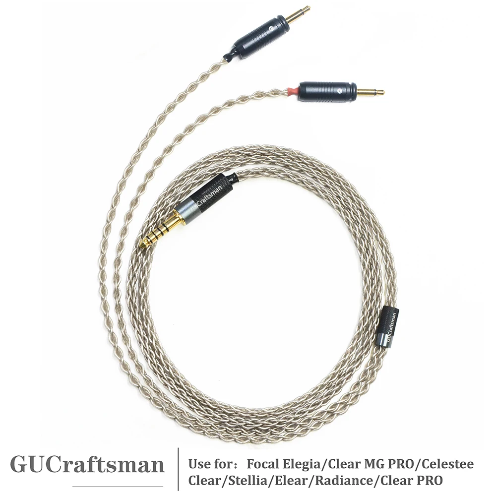 GUCraftsman 6N Single Crystal Silver Headphone Cable for Focal Elegia Clear MG Stellia Clear Pro MG Elear Celestee Radiance