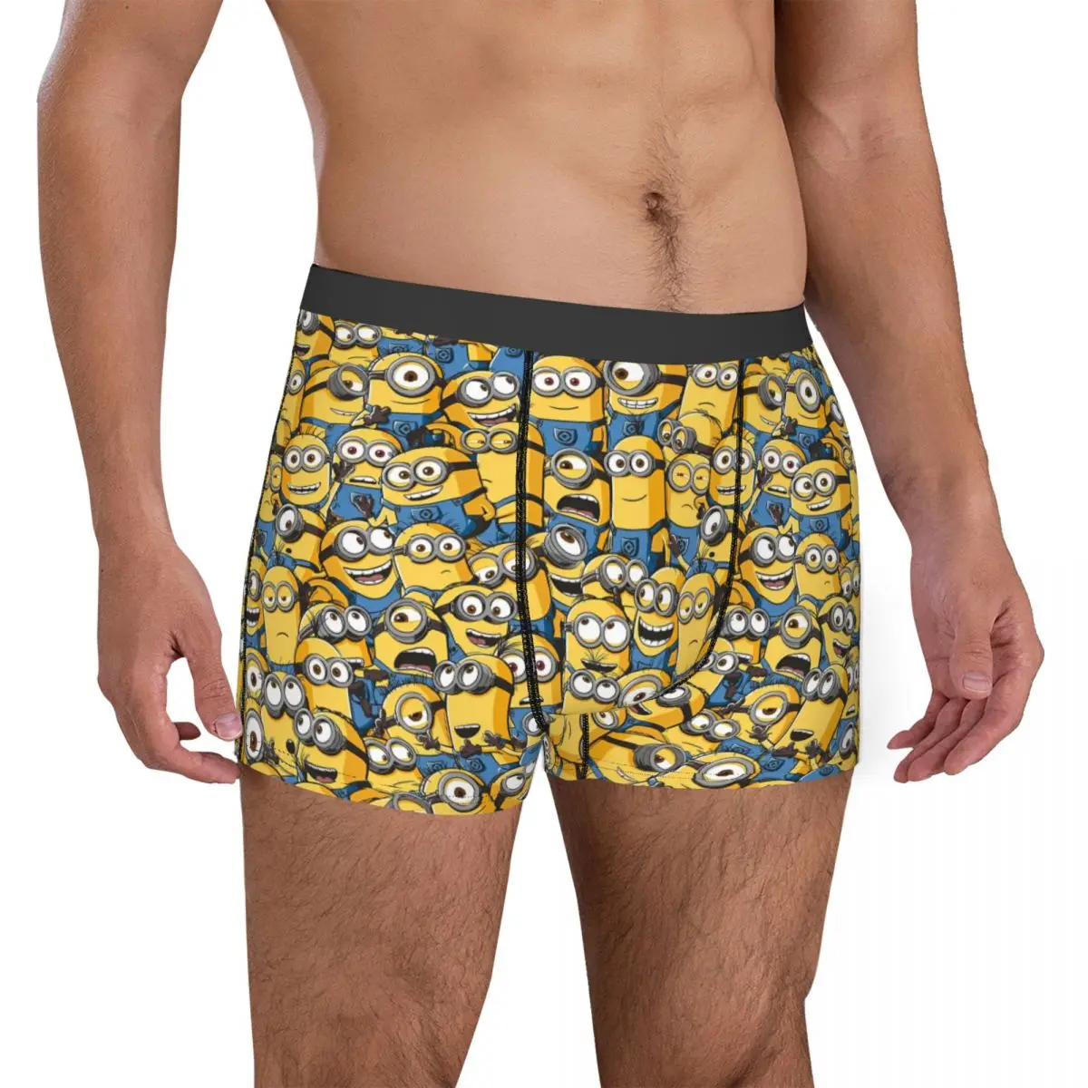 Kawaii Despicable Me Minions Men Underwear Cartoon Anime Boxer Briefs Shorts Panties Humor Breathable Underpants Male Plus Size