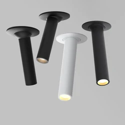 Dimmable Long Tube Ceiling Light Recessed LED Spotlight 7W 12W Rotating COB Downlight For Kitchen Bedroom TV Background Lighting