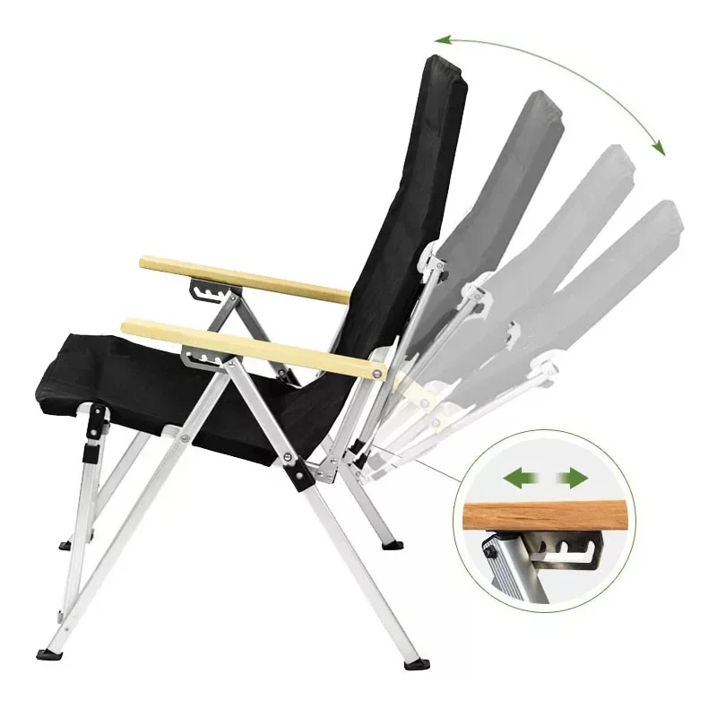 Outdoor Folding Chair Four-Speed Adjustable Long Back Chair outdoor camping recliner picnic beach Relaxation chair