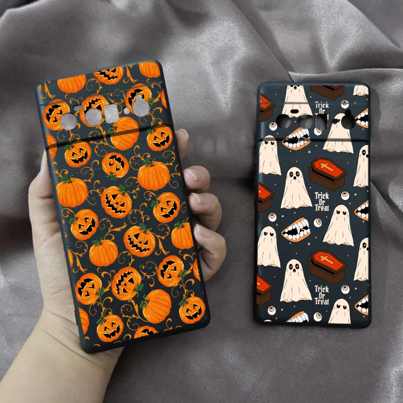 Halloween Pumpkin Skull Head Eyeball Shaped Phone Case For Google Pixel 9 Pro XL 8 8A 6 5G 7 Pro 7A Cute Soft TPU Cover Fundas