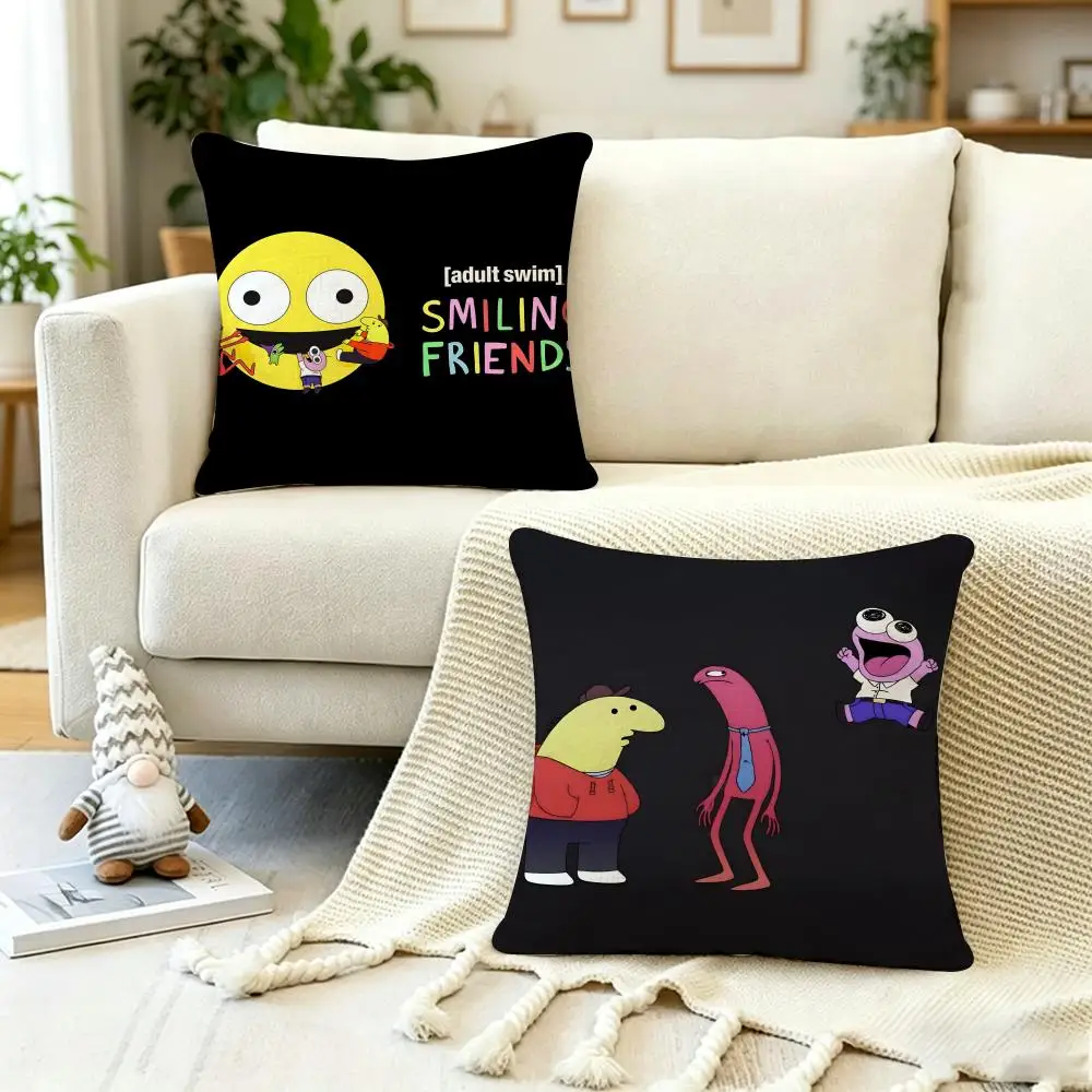 Anime Poster S-Smiling F-Frie Cushion Cover Anti-dustmite Pillowcase Invisible zipper silky short plush Sofa cushion cover