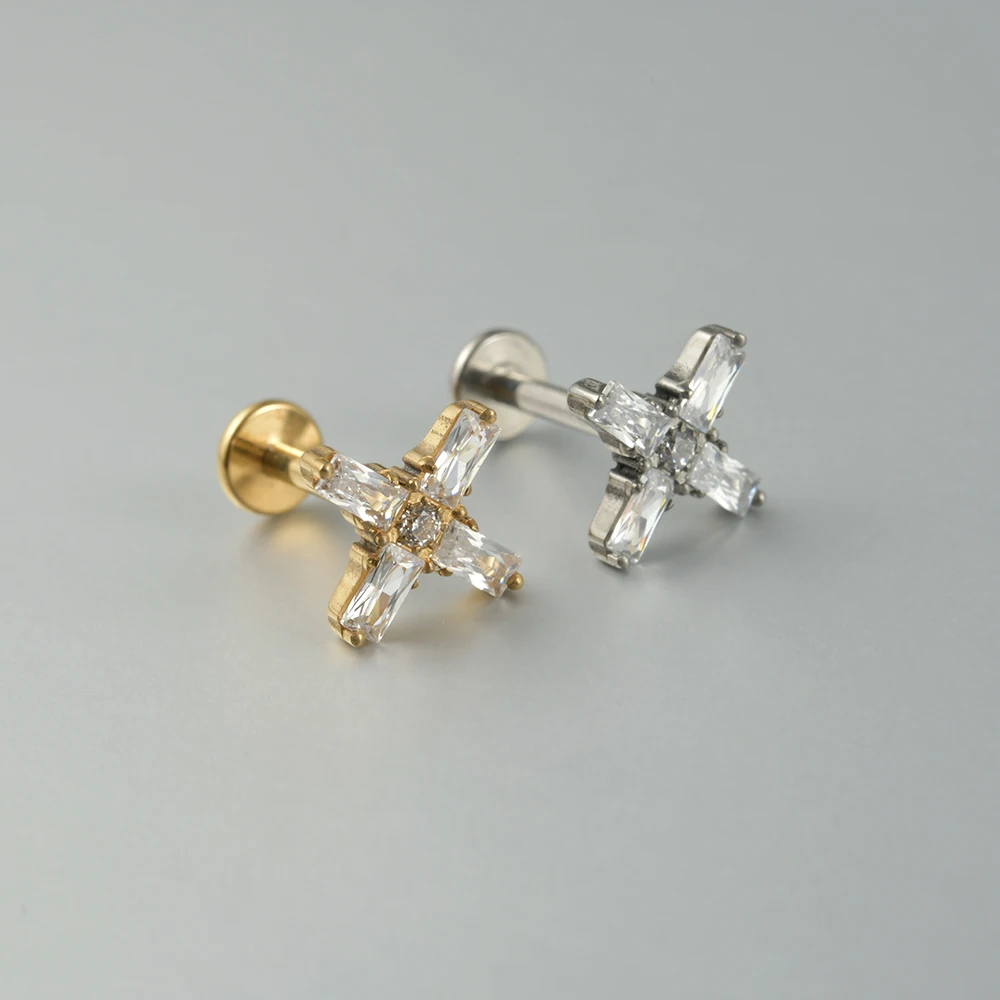 G23 Titanium Threadless Push In Labret Lip Rings