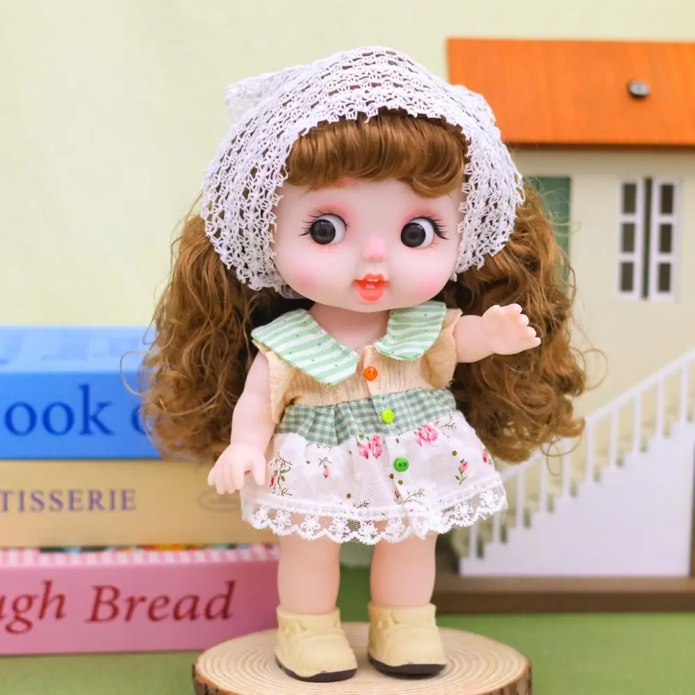 Exquisite with Pretty Clothes Shoes 26cm BJD Doll Cute Funny Expressions Curly Hair Doll Lovely 5 Movable Joints Girl Toy Gift