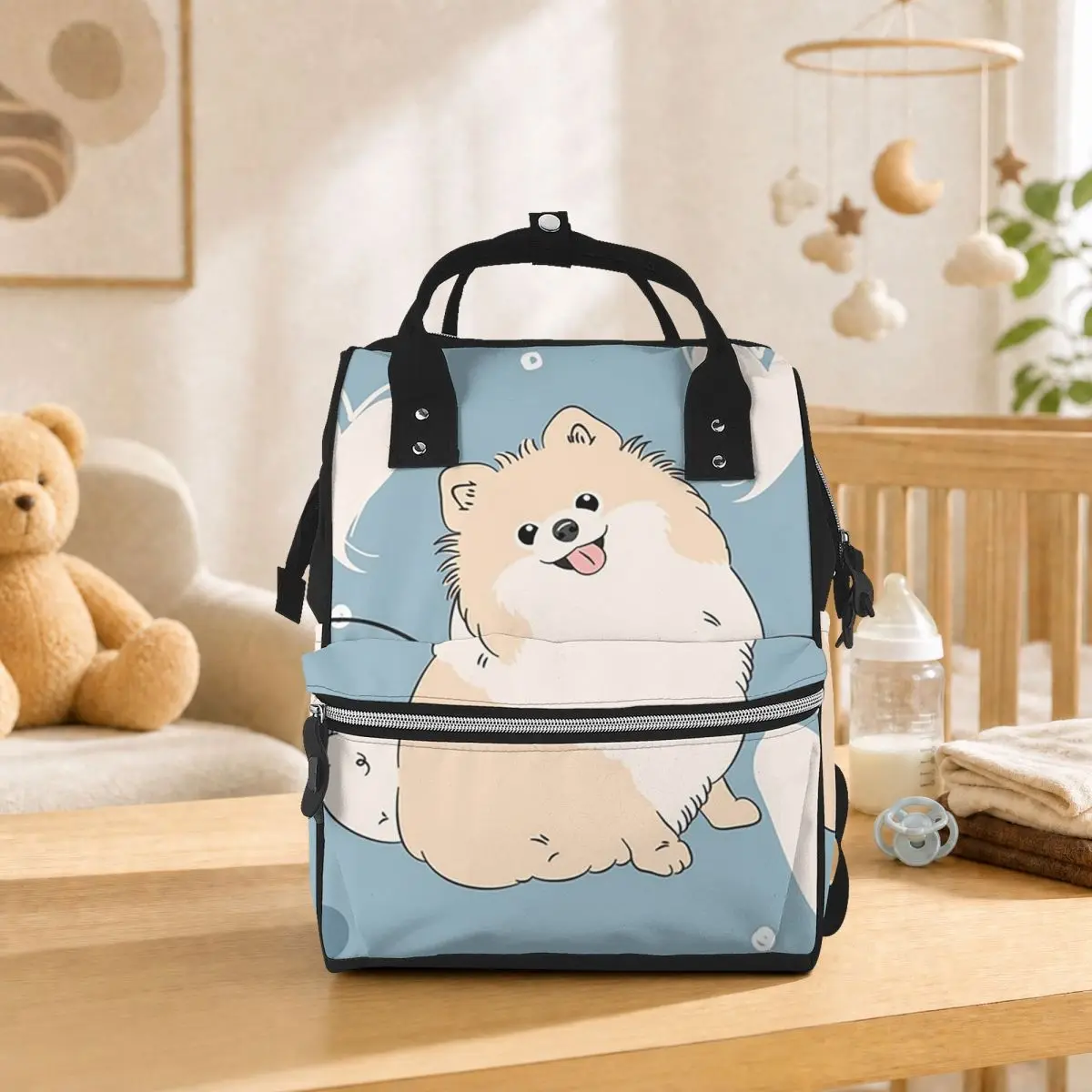 LOVE Cream Pomeranian Student Backpack School Bag Hiking Travel Daypack for Men Women Bookbag Shoulder Bags