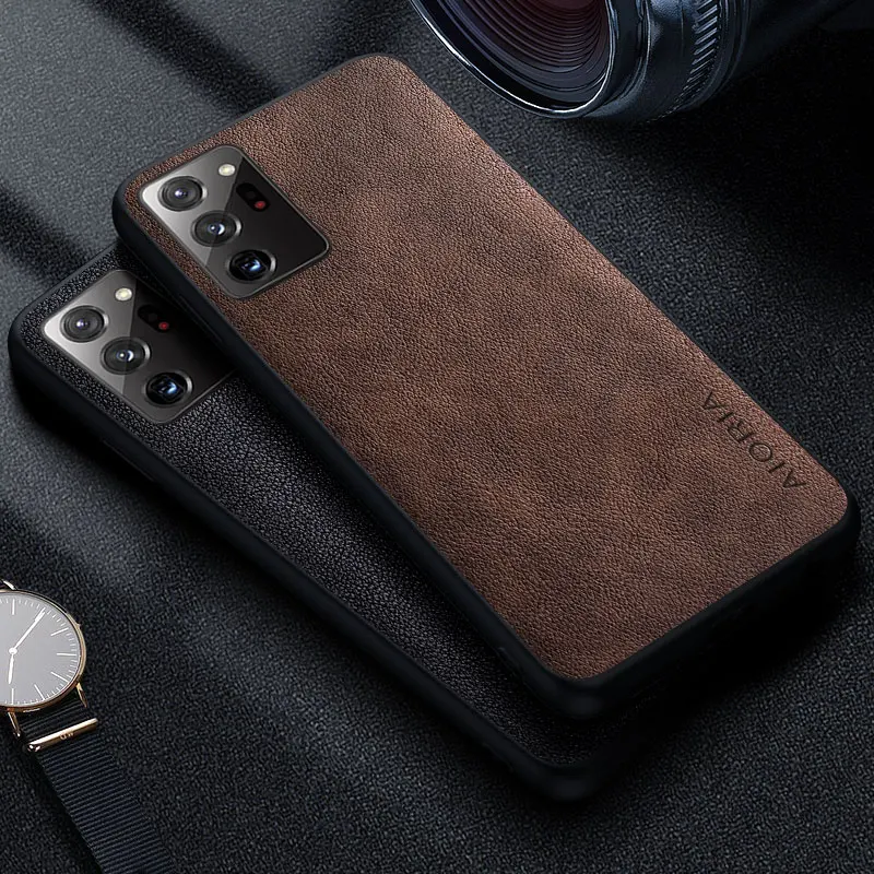 Premium Luxury leather Phone Case for Samsung Galaxy Note 20 Ultra Retro Business Style Solid color cover for galaxy note 20