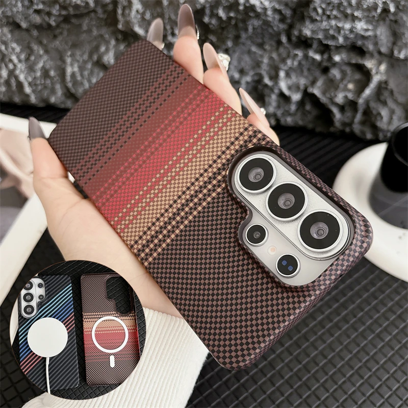 Ultradünnes Carbonfaser-Magnet-PC-Hardcase für Samsung S26 S25 S24 S23 S22 Note20 Ultra 10 Plus A17 A55 A16 für Magsafe Cover