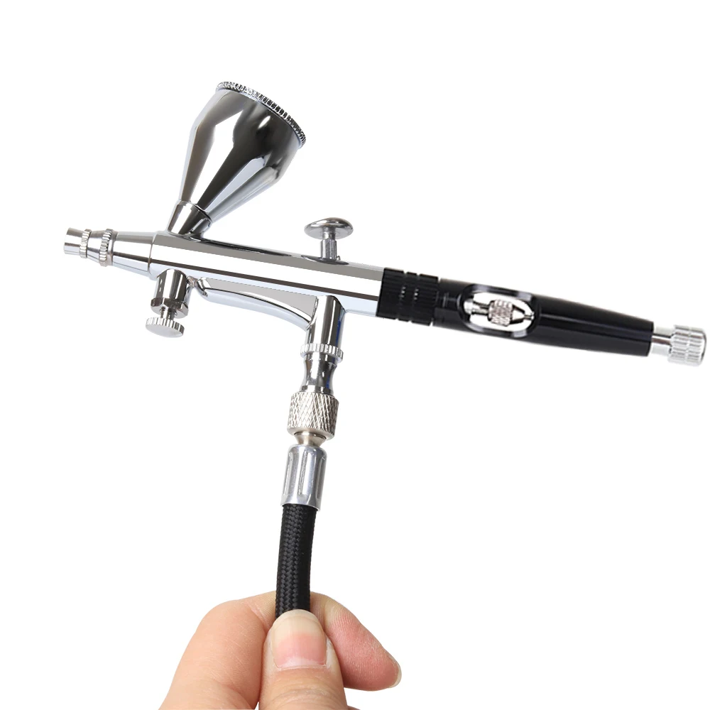 Dual Action Airbrush Gun 20 40CC 0.3MM Trigger Spary ปากกาชุดทําความสะอาดท่อสีดําสีแดงสีฟ้า