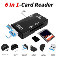 6 in 1 OTG Type C Card Reader USB 2.0 U-Disk TF Mirco SD Smart Memory Flash Drive Adapter for Mobile Phone Laptops PC Computer