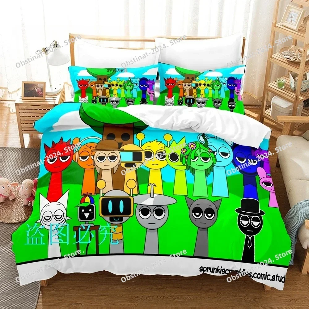 

New Sprunki Bedding Set Single Twin Full Queen King Size Bed Set Adult Kid Bedroom Duvetcover Sets Anime parure de lit Bed