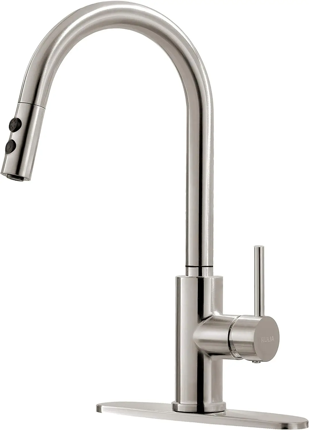 

Pull Down Kitchen Faucet with Dual Spray Head, Brushed Nickel, 24-Inch Hose, High Arc 360° Swivel, Easy Clean