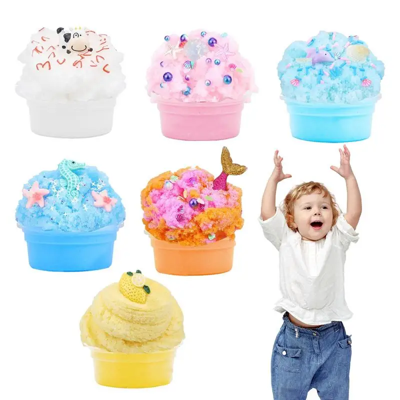 DIY Butter Slime Kit Scented Fluffy Soft Sludge Toy Non-Sticky Cotton Mud Stretchy Toy Colored Clear Crystal Putty For Kids