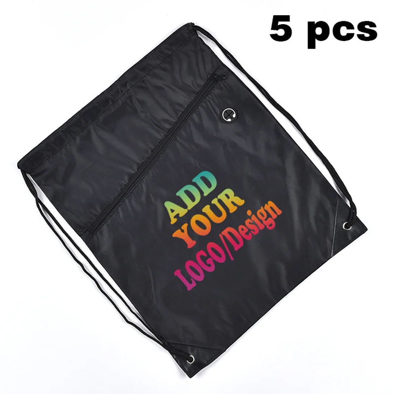 

5 PCS Customized zipper drawstring backpack sports bag travel backpack personalized gift print name logo