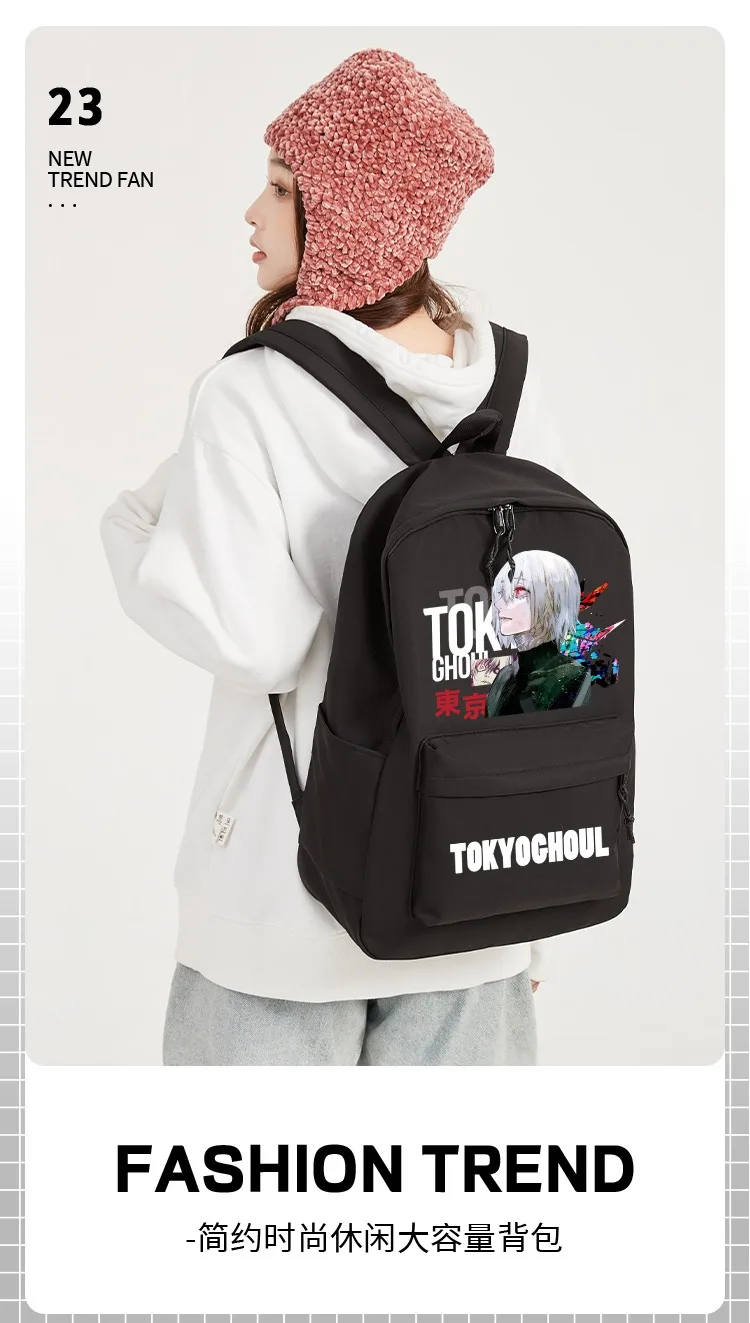 30×43×14cm Black White, Tokyo Ghoul, Anime, Student Kids Teens School Bags Large Capacity Mochilas Gift, Backpacks, Girls Boys