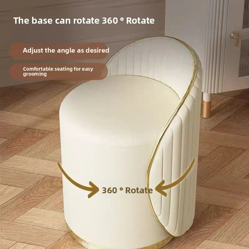 Leichter Luxus-Mess-Make-up-Hocker für Mädchen, Schlafzimmer, moderner, einfacher runder Hocker, Tabouret, ergonomische Taburete, Singapur, Möbel für Zuhause