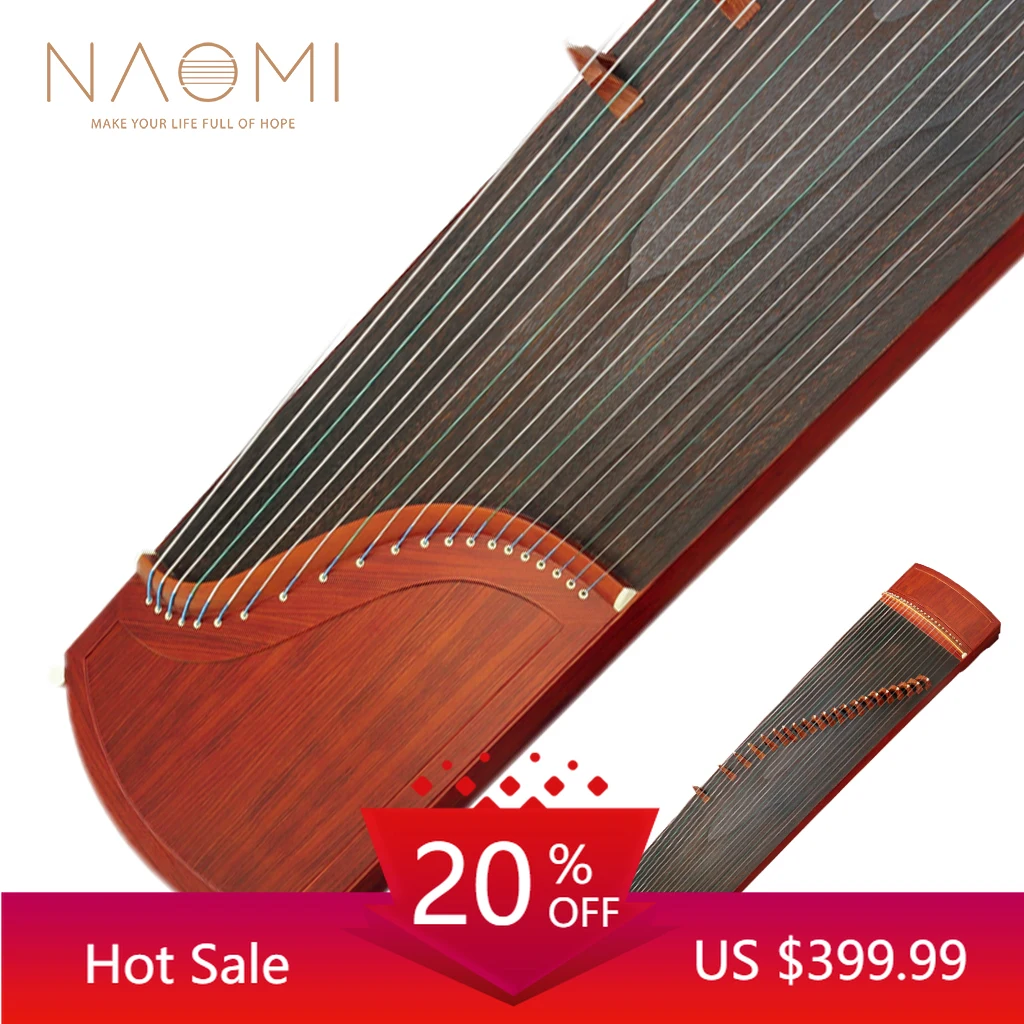 NAOMI 21 Strings Advanced Level Plain Surface Rosy Sandalwood Guzheng Instrument Chinese Zither w/Full Accessories Promotion