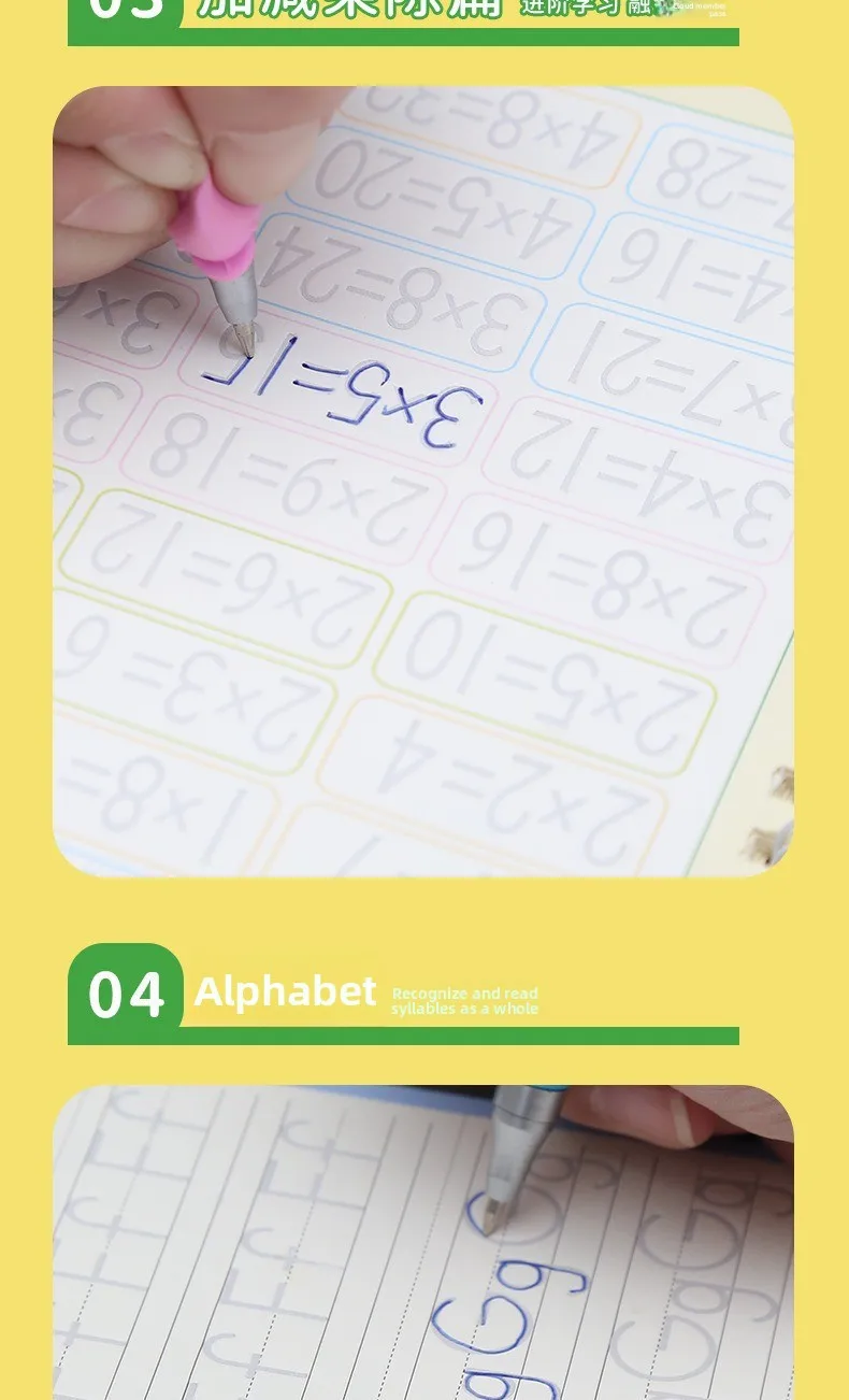 Groove Control Pen-Übungskalligraphie für Kinder, englische alphanumerische mathematische Zeichnung, Trainings-Übungsbuch – Detail 5