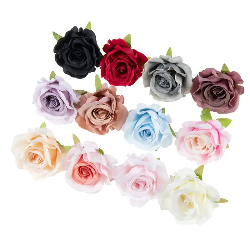 5/10Pcs Artificial Flower Silk Roses Wedding bridal bouquet outdoor Garden Home Party Christmas Wreaths DIY Candy Box decoration