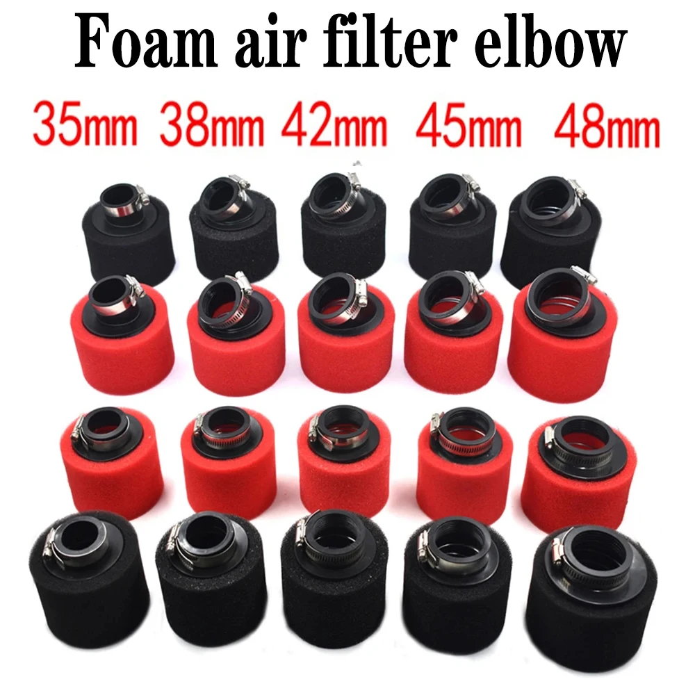 Foam Air Filter Bend Elbow Straight Neck 35mm 38mm 42mm 45mm 48mm Sponge Cleaner Moped Scooter Dirt Pit Bike Motorcycle