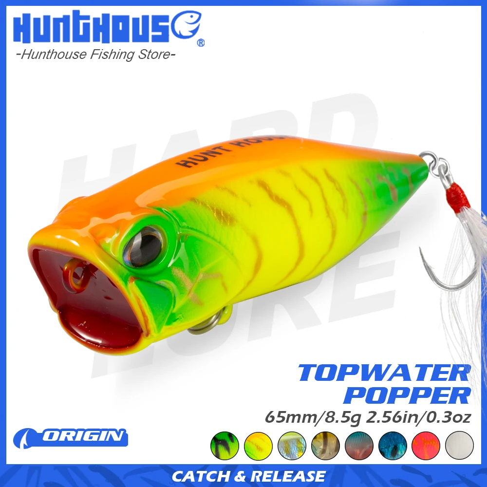 

Hunthouse Pealis Fangpop Popper Fishing Lure 65mm 8.5g Topwater Poppers Lure Floating Poper Bait for Fishing Bass Float Tackle