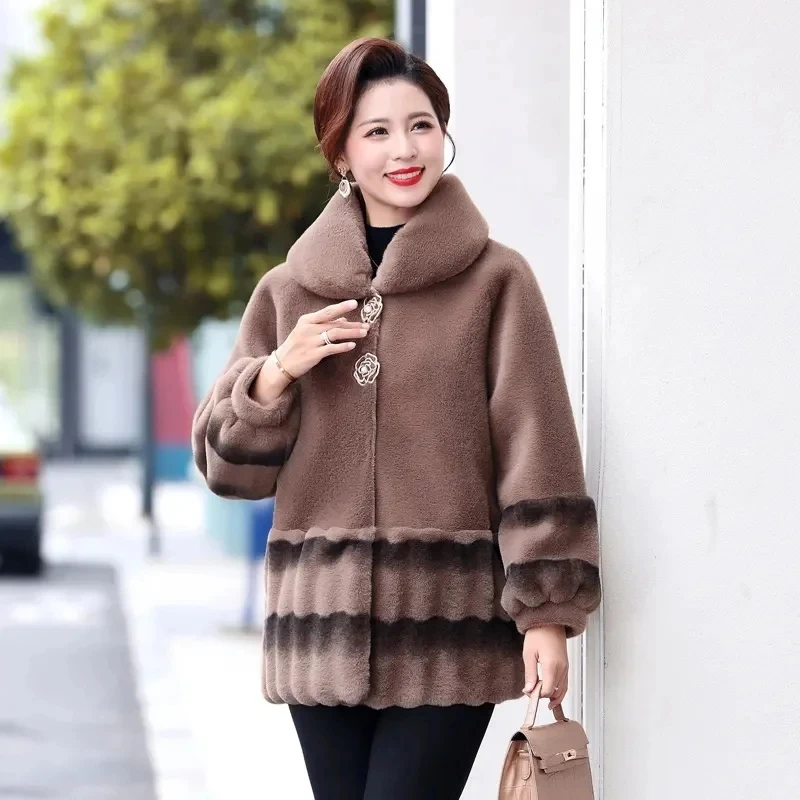 Herbst/Winter Nerz Samt Mantel weiblich neue Mode Imitation Pelz Outwear Frauen Mantel lange hinzufügen Watte halten warme Jacke