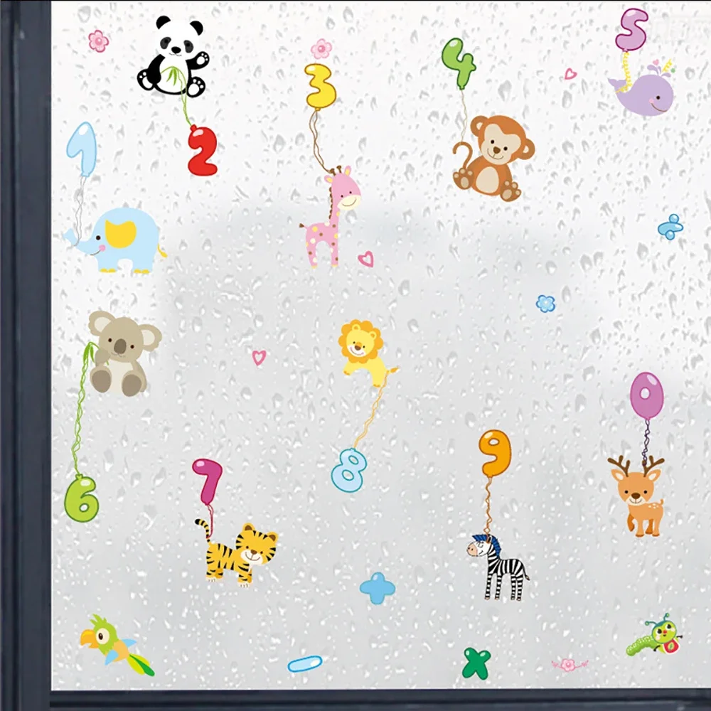 Animal Digital Double-Sided Adhesive Free Waterproof Stickers Glass Tile Stickers Electrostatic Stickers Stimulate Children's Le