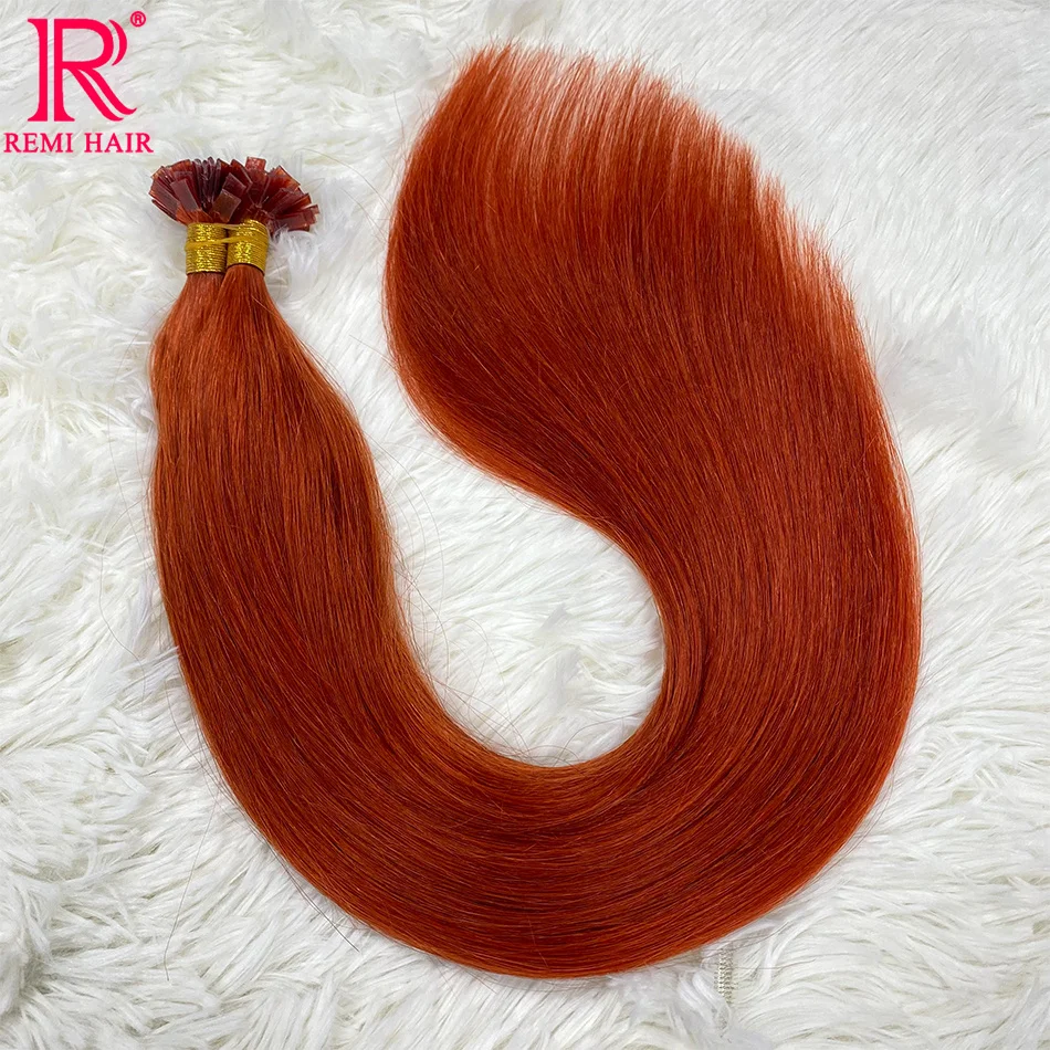 Extensiones de cabello de queratina de punta plana, cabello de fusión preadherido, cabello humano Real, liso, virgen, extensiones de cabello de color vietnamita