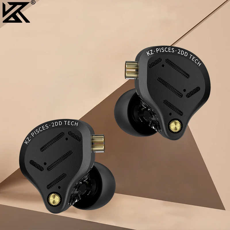 Auriculares KZ Piscis HIFI, auriculares con unidad dinámica 2DD, estéreo ajustable reemplazable, 2 pines, Cable de enchufe tipo c de 3,5 MM, auriculares de música