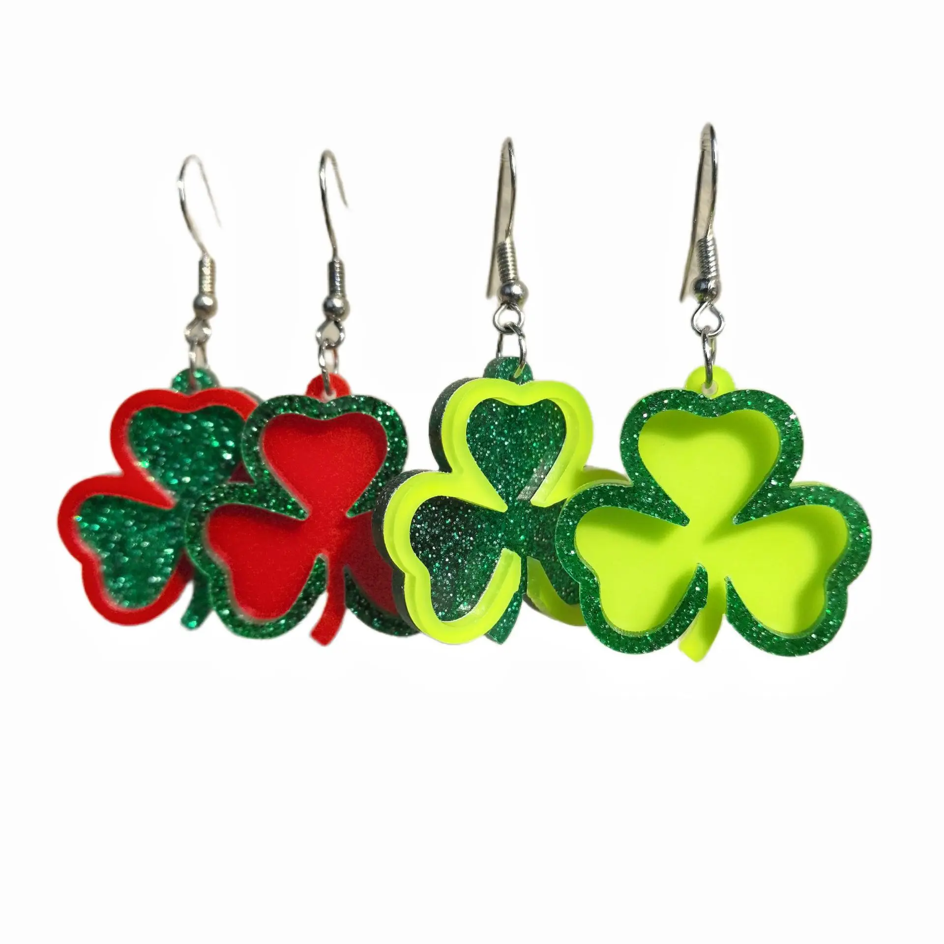 New Green Earrings Fashionable Simple Lucky Grass Pa St. Patrick Clover Personalized Earrings St. Patrick Decorative Gift