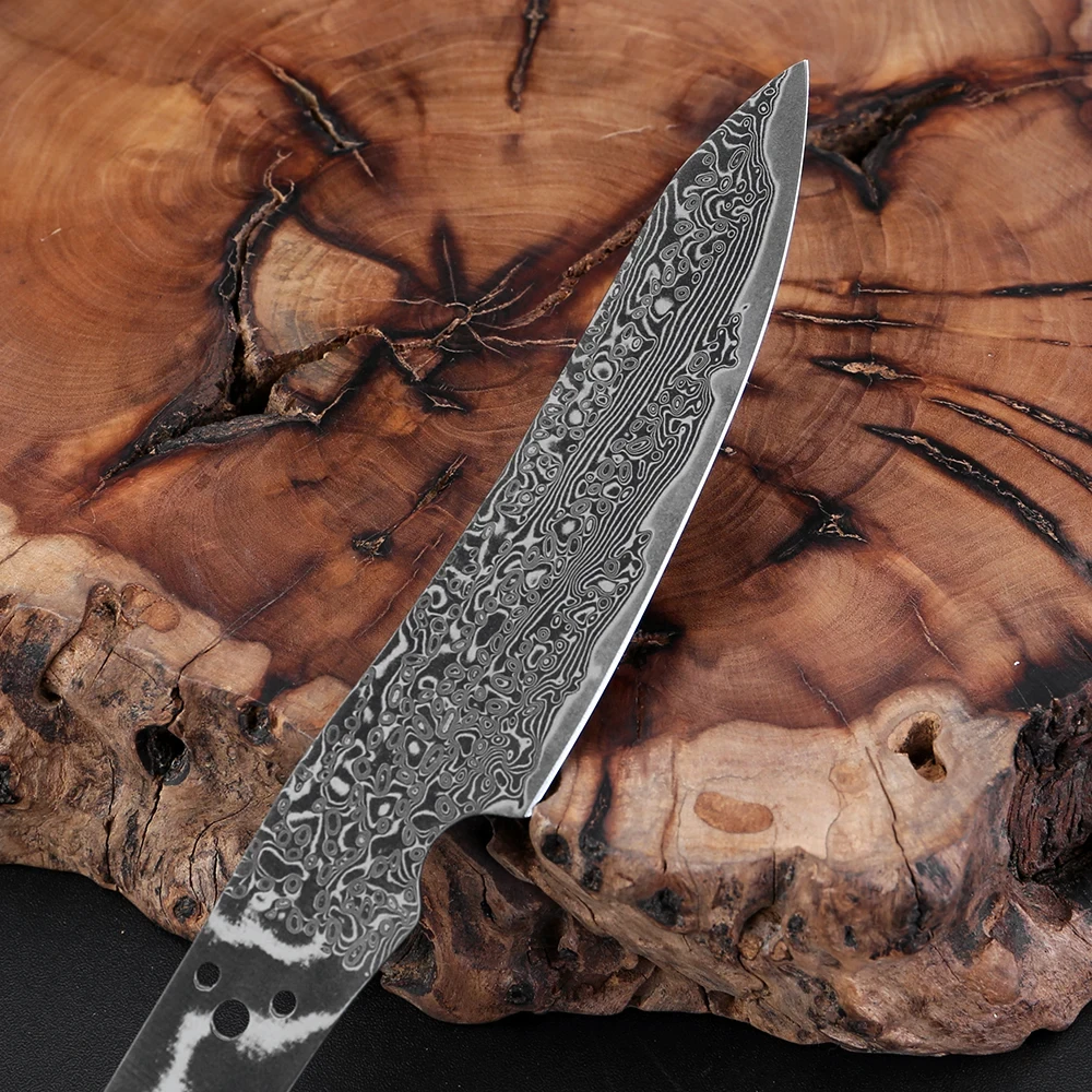 XITUO 4-inch Black Blade Damascus Steel Knife Blank Hand-Forged VG10 Core DIY Knife-Making Material Full Tang Knife Blank view 3