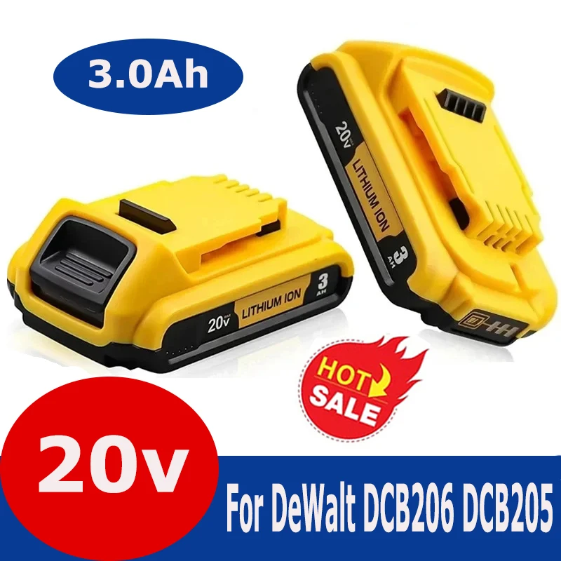 

DCB203 Lithium Battery Replacement for Dewalt Max DCB200 DCB205 DCB206 DCB184 DCB201 DCD980M2 20V 3000mAh 18 Volt Power Tools