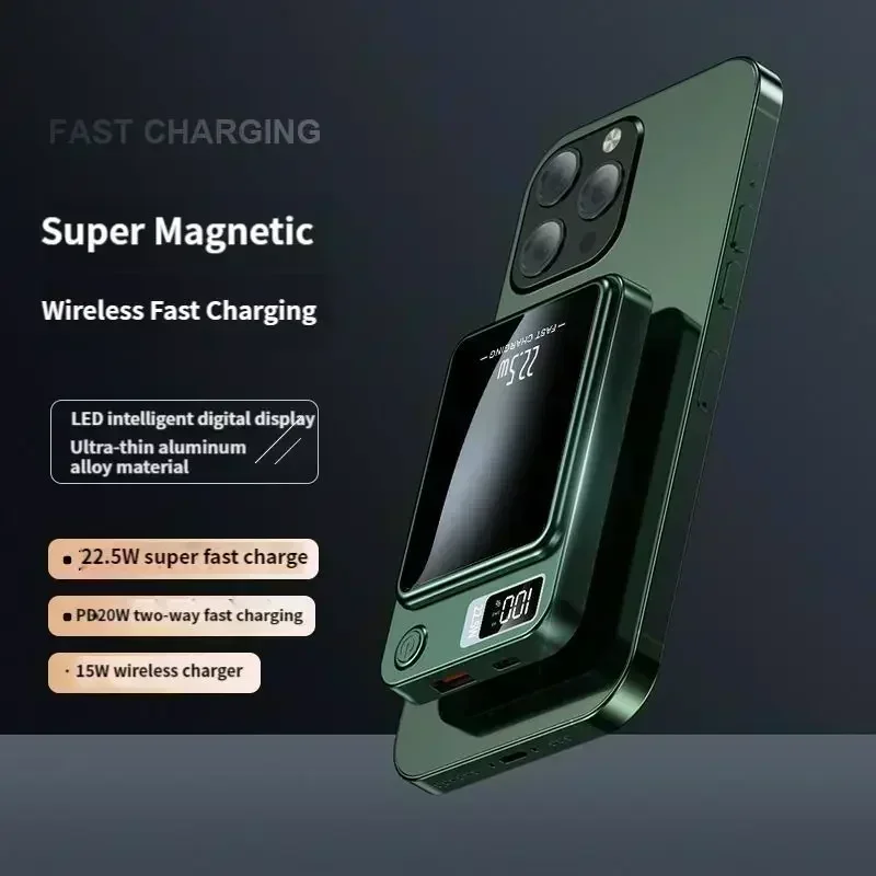 

2024 New Magnetic Power Bank 10000mAh Large Capacity Wireless Fast Charging Suitable for IPhone12 13 14 15 Huawei Xiaomi Samsung