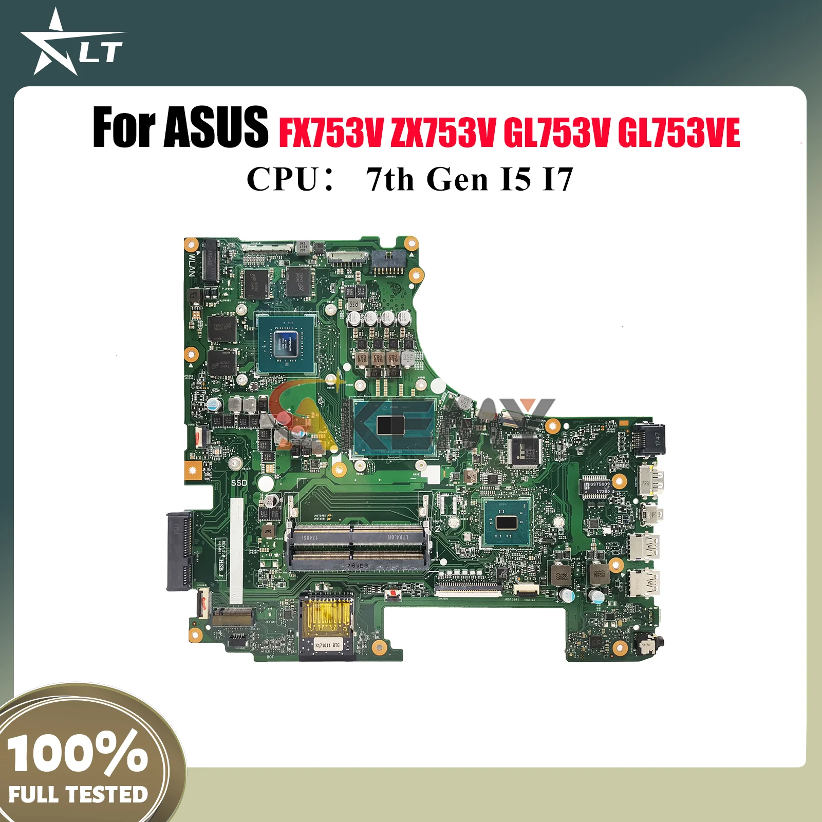 

GL753VD Laptop Motherboard For ASUS ROG Strix FX753V GL753VE GL753VD GL753V ZX753V Mainboard With I5 I7 CPU 100% tests OK stk
