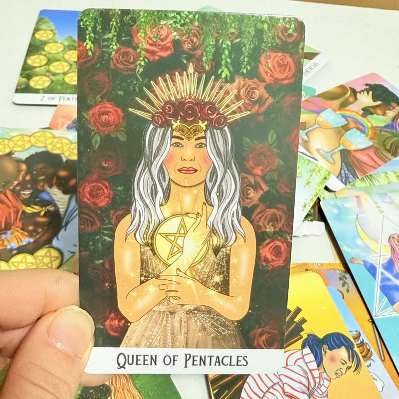 Dek Tarot Jiwa Mistik 78 Kartu 10*6.3Cm Versi Bahasa Inggris Tunggu Permainan Papan Tarot Warna Cerah Sepanjang Dek