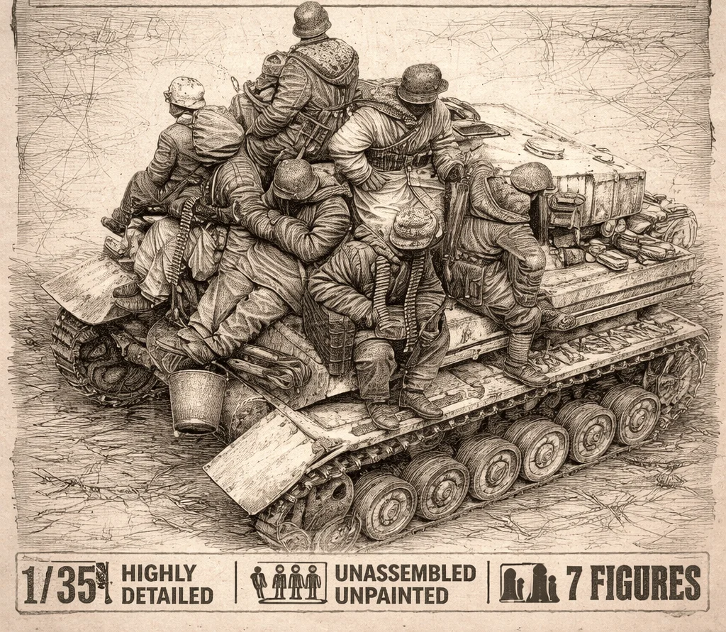 1: 35 Die-casting Resin Model Kit for 8 Soldiers Without Painting (excluding Vehicles)