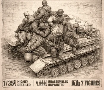 1: 35 Die-casting Resin Model Kit for 8 Soldiers Without Painting (excluding Vehicles)