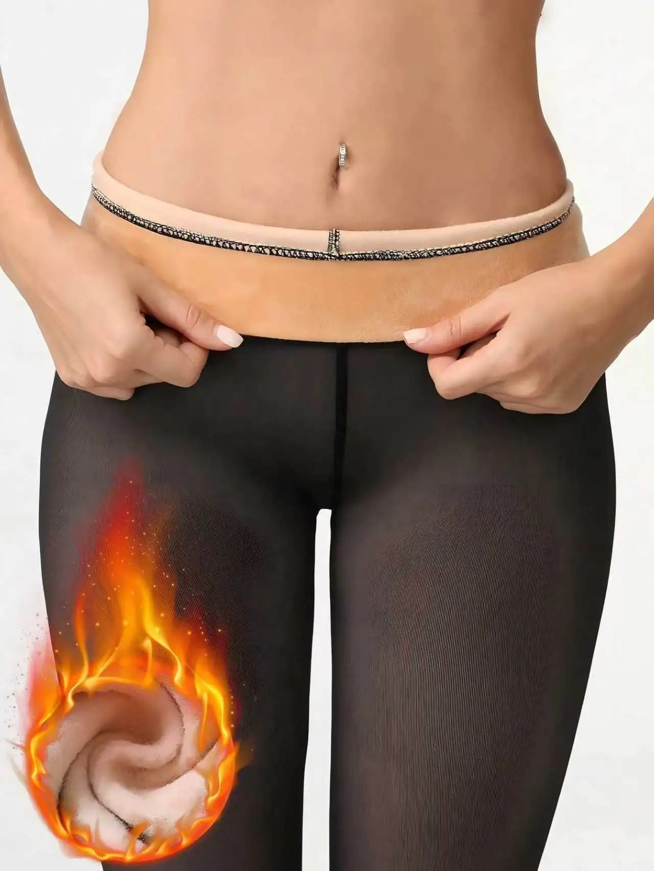 Schwarze Damen-Leggings mit Fledermaus-Print, Fleece-Futter, warm, trendig, hohe Taille, dehnbar, gestrickt, bequem, im Gothic-Stil. – Detail 4