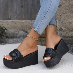 Wedges Slippers for Women Platform Sandals Woman Summer Chunky Platform Wedge Heels Sandals Woman Light Thick Sole Beach Shoes